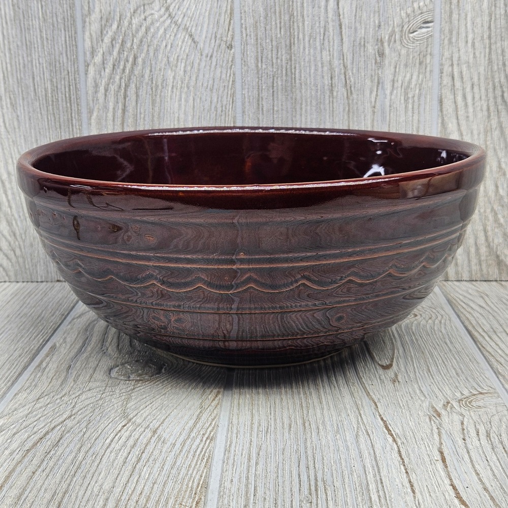 Mar-Crest Daisy Dot Vegetable Serving Mixing Bowl 9" Brown Stoneware USA